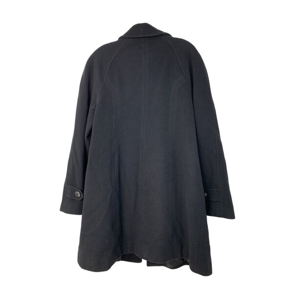 London Fog XL Women Black Wool Peacoat 7994 Button Coat Pockets Raglan A-line - Picture 8 of 12